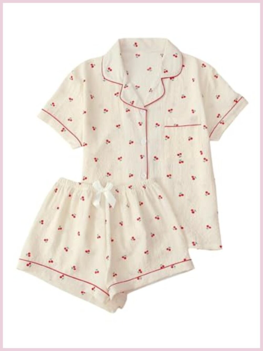 Women's 2 Piece Pajama Set Short Sleeve Button Down Top and Shorts Loungewear